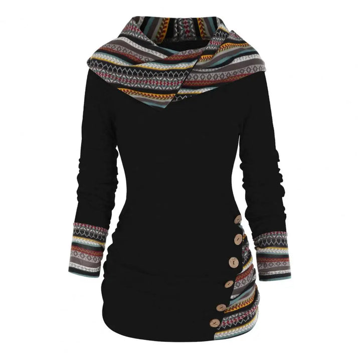 Damen Ethno-Stil Winter-Sweatshirt | Mit Kapuze