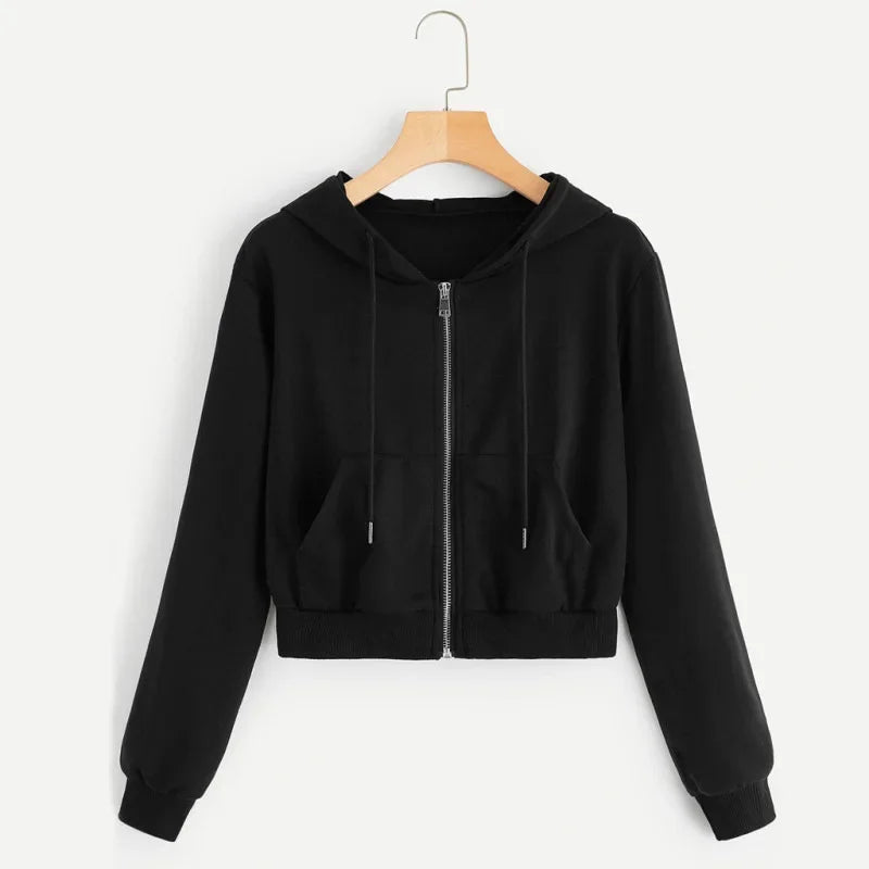Kurzes Winter-Sweatshirt für Damen | Mit Kapuze