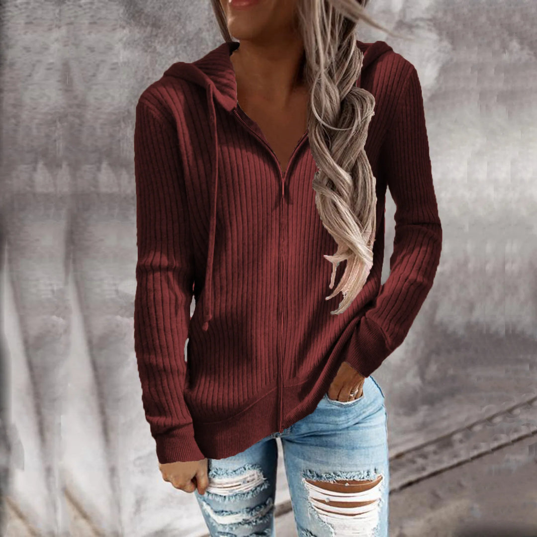 Damen Reißverschluss Winter-Sweatshirt | Mit Kapuze