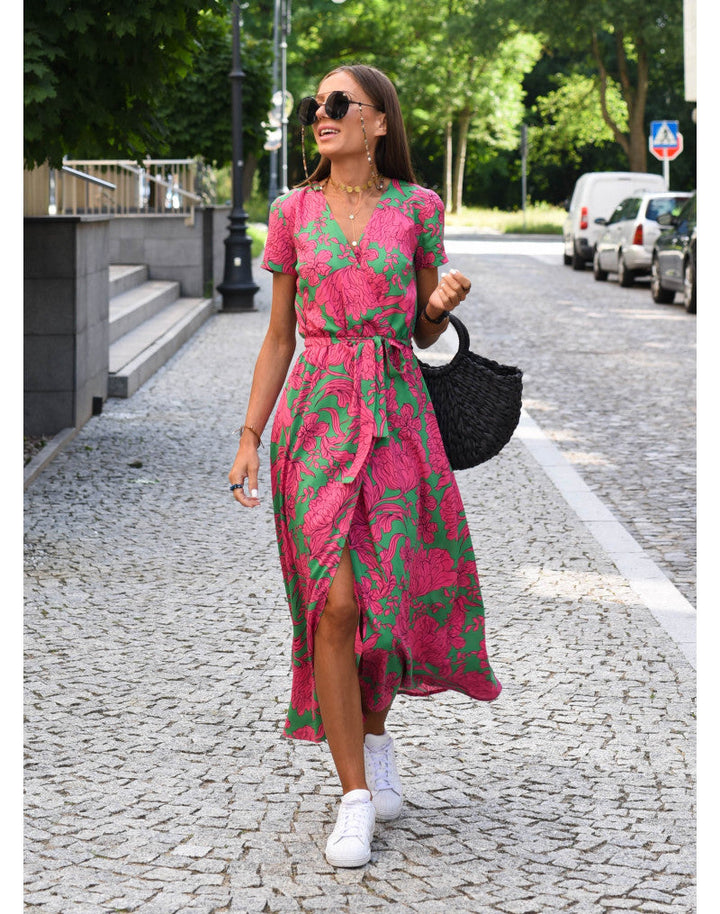 Wickel Sommerkleid Mit Aufdruck Für Damen | Midi