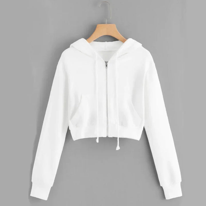 Kurzes Winter-Sweatshirt für Damen | Mit Kapuze