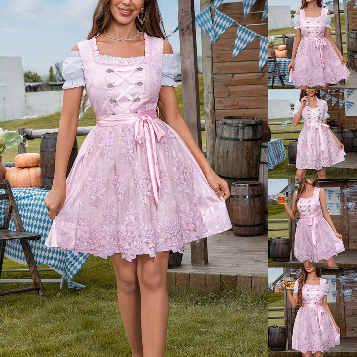 Damen Oktoberfest Dirndl Kleid | Rosa