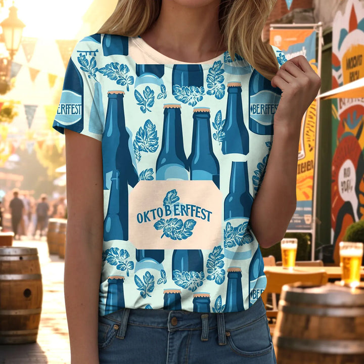 Damen Kurzarm Oktoberfest T-Shirt | Rundhals