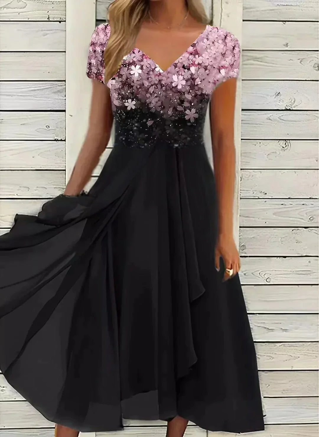 Elegantes Kleid Mit Blumendruck Für Damen | Midi