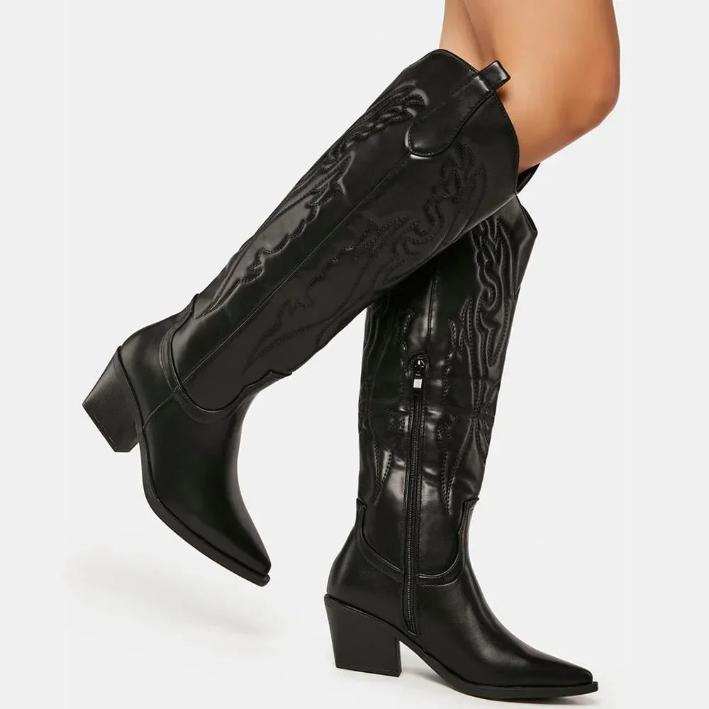 Damen Overknee Boots Schwarz | Hohe Absätze