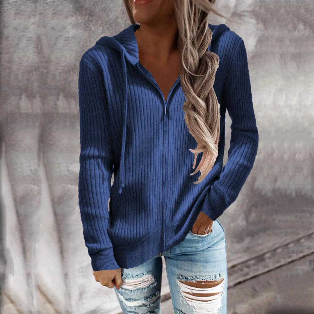 Damen Reißverschluss Winter-Sweatshirt | Mit Kapuze