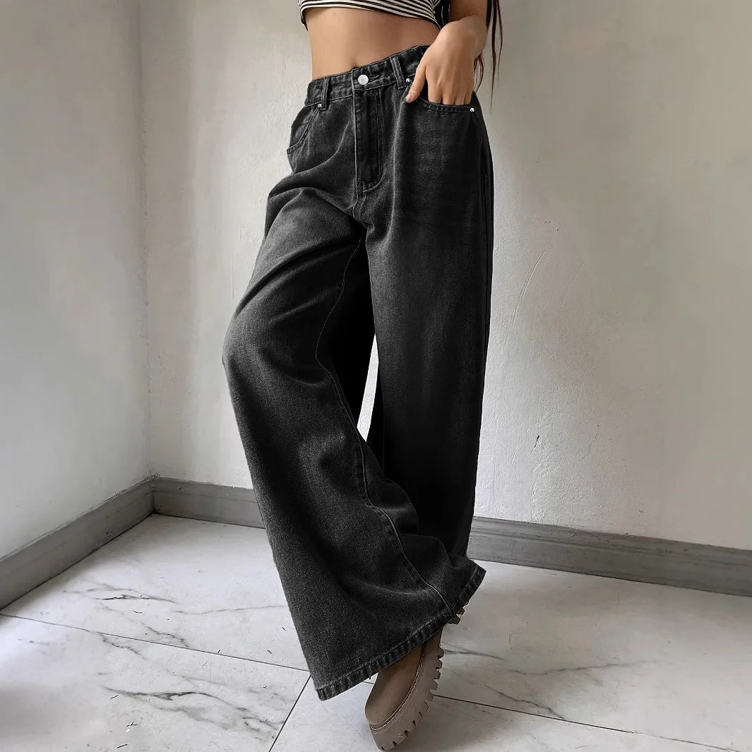 Damen Modische Baggy Jeans | Weites Bein
