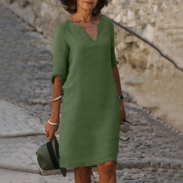 Damenkleid Mit V Ausschnitt Und 3/4 Ärmeln | Mini