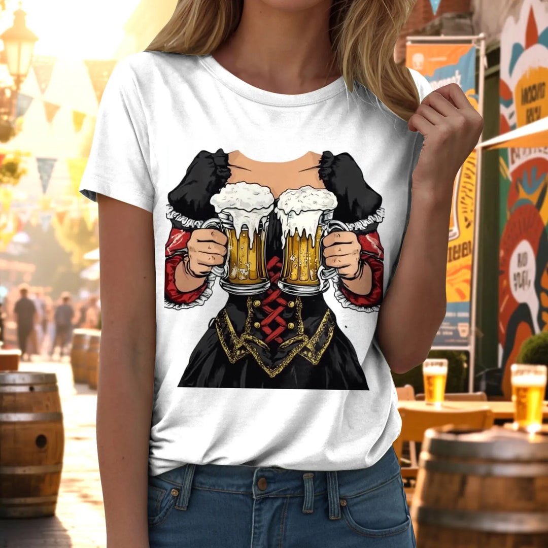 Damen Kurzarm Oktoberfest T-Shirt | Rundhals