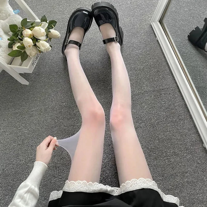 Oberschenkelhohe-Strumpfhose für Damen | Mit Gemustertem Design