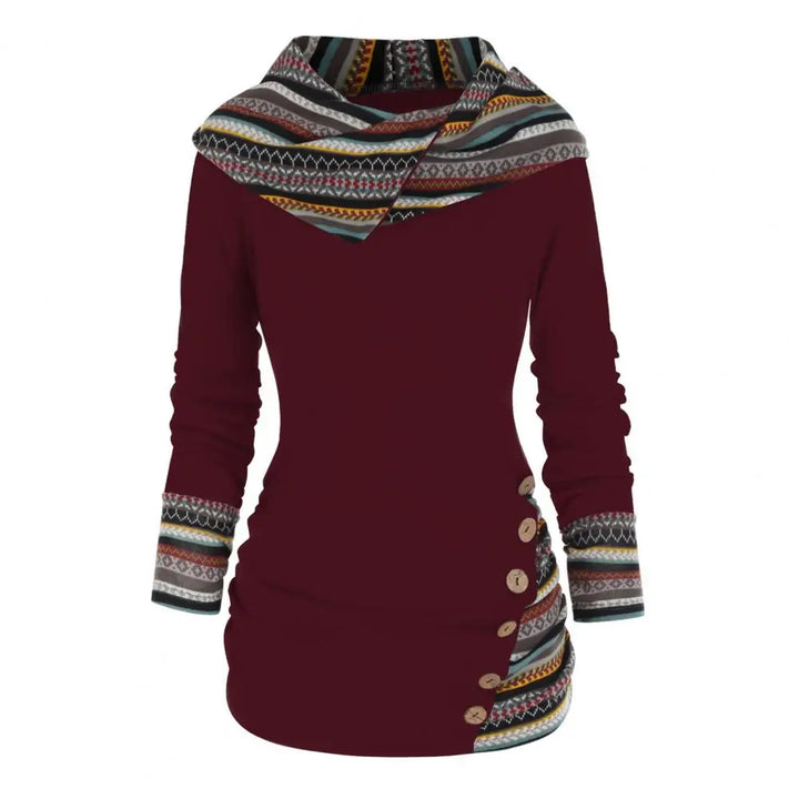 Damen Ethno-Stil Winter-Sweatshirt | Mit Kapuze