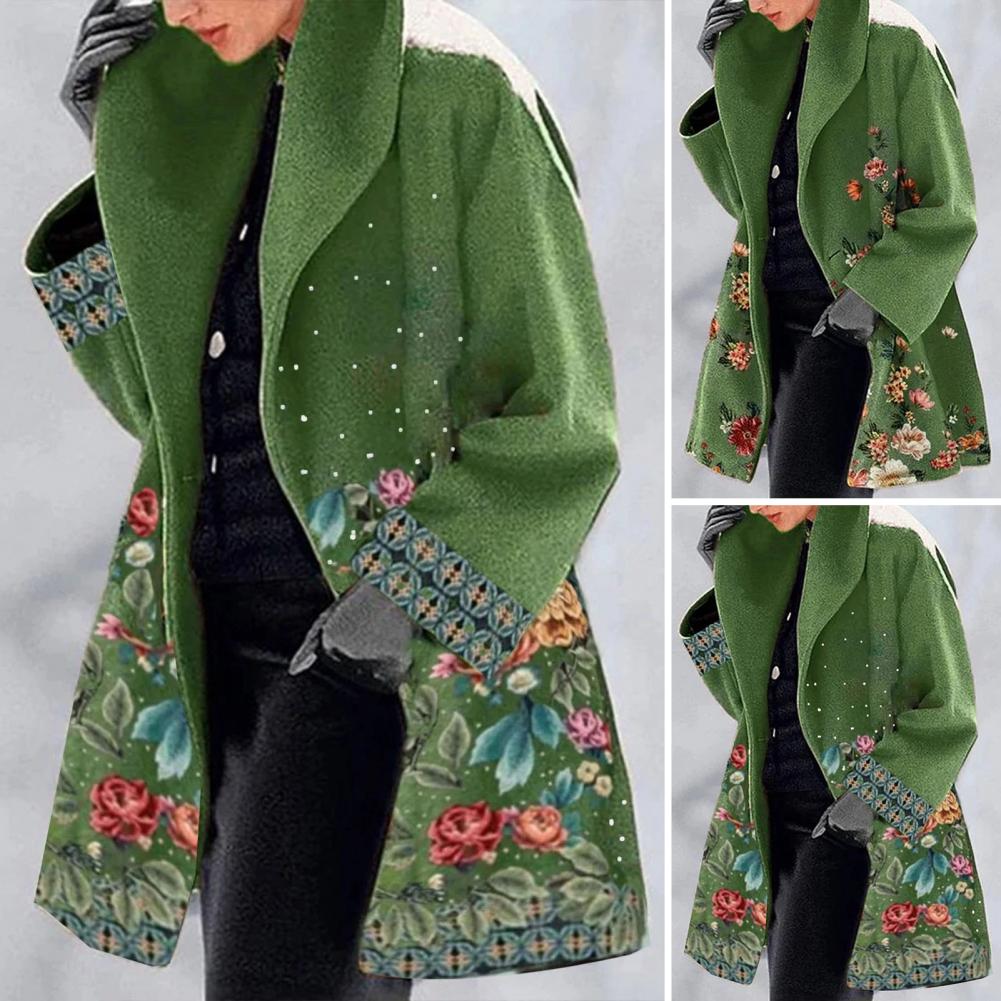 Warm Bedruckter Wintermantel Für Damen | Lang