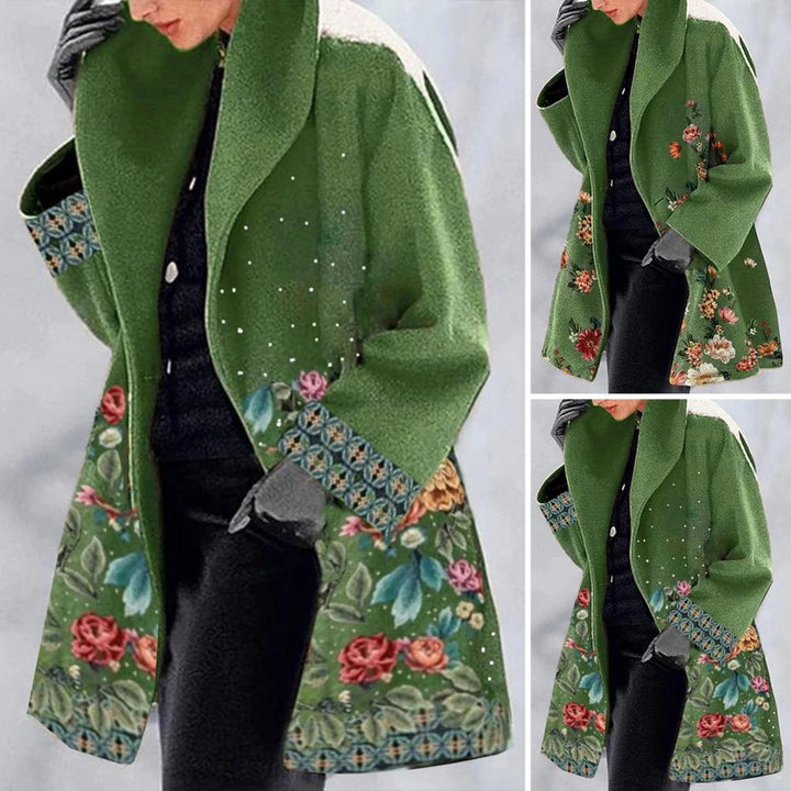 Warm Bedruckter Wintermantel Für Damen | Lang