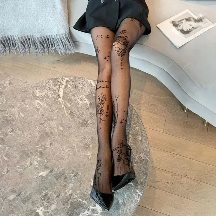 Modische Damen Strumpfhose | mit Grafischem Muster