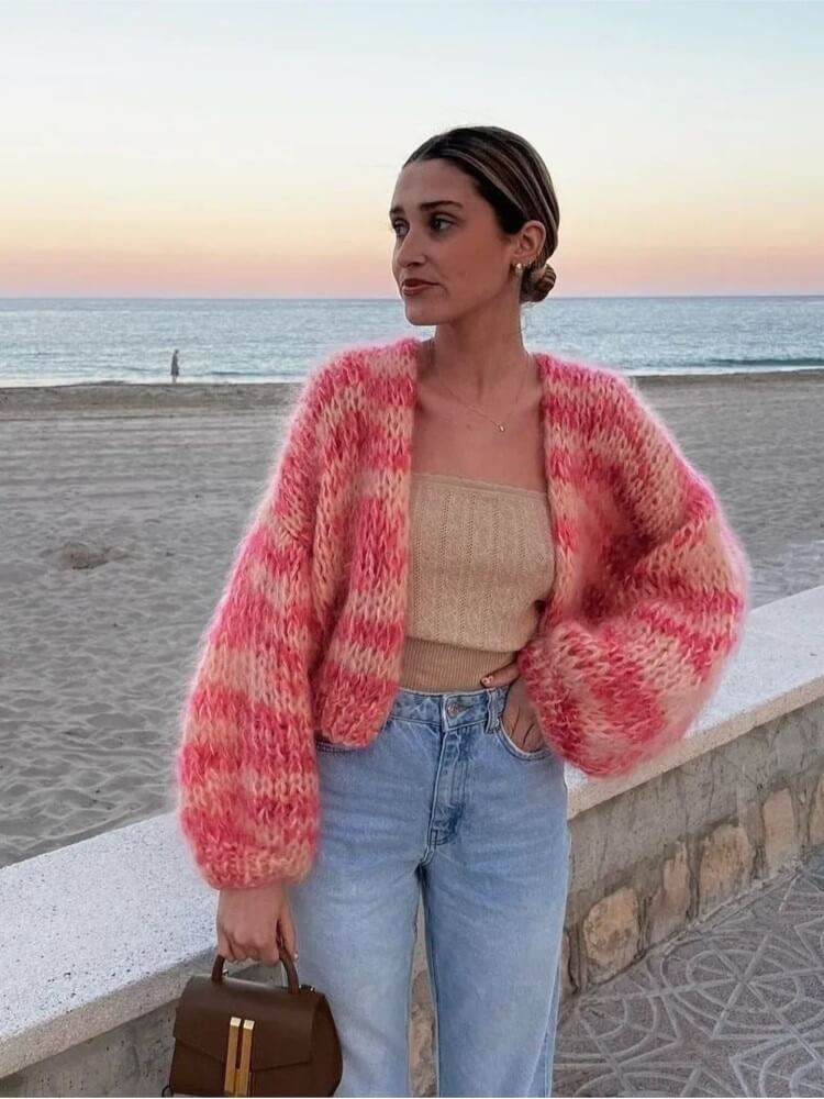 Modische Strickjacke für Damen | Offene Vorderseite
