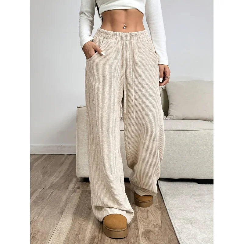 Damen Trendige Hoch Tailliert Cordhose | Entspannte Passform