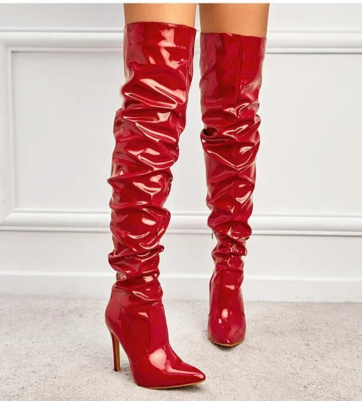 Overknee-Stiefel für Damen | Stilettoabsatz mit Spitze Zehenpartie