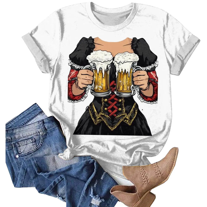 Damen Kurzarm Oktoberfest T-Shirt | Rundhals