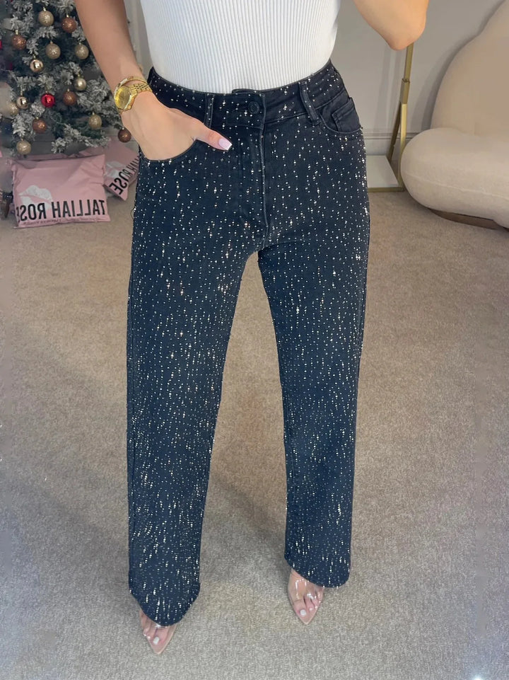 Damen Funkelndem Stil Mom-Jeans | Lässig