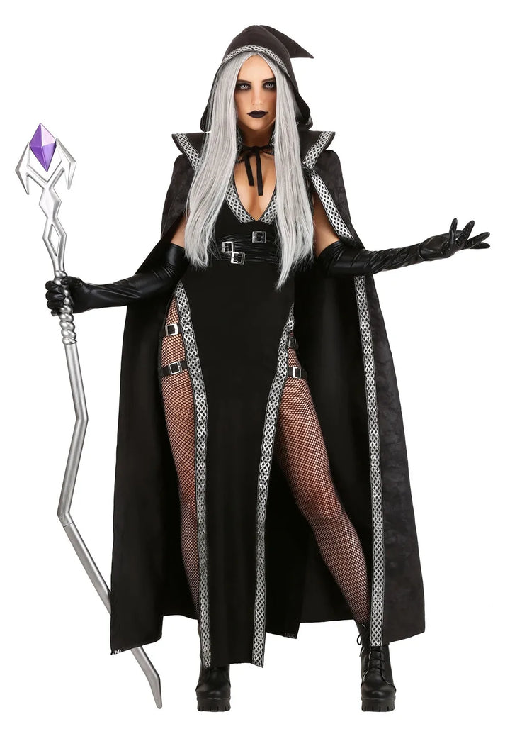 Dunkle gotische Hexe Halloween Kostum Kleid | Maxi