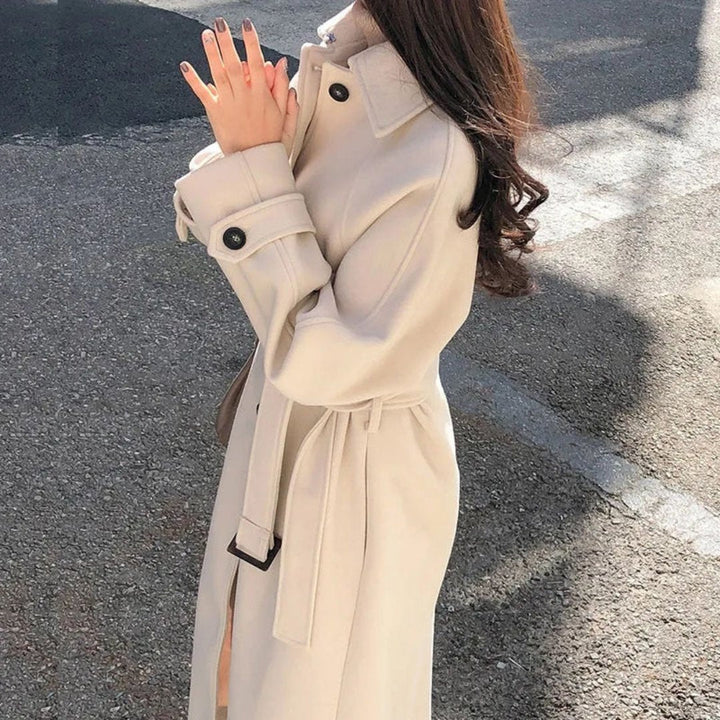 Maliney | Damen Klassiker Warme Trench Mantel | Lang