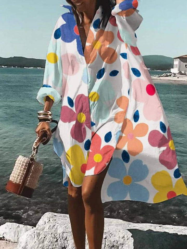 Übergroßes Hemdblusenkleid Mit Muster Für Damen | Mini
