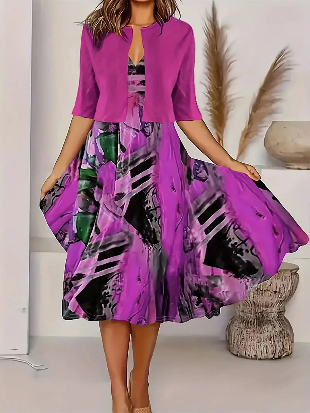 Schickes Damen Sommerkleid Mit Blazer | Midi