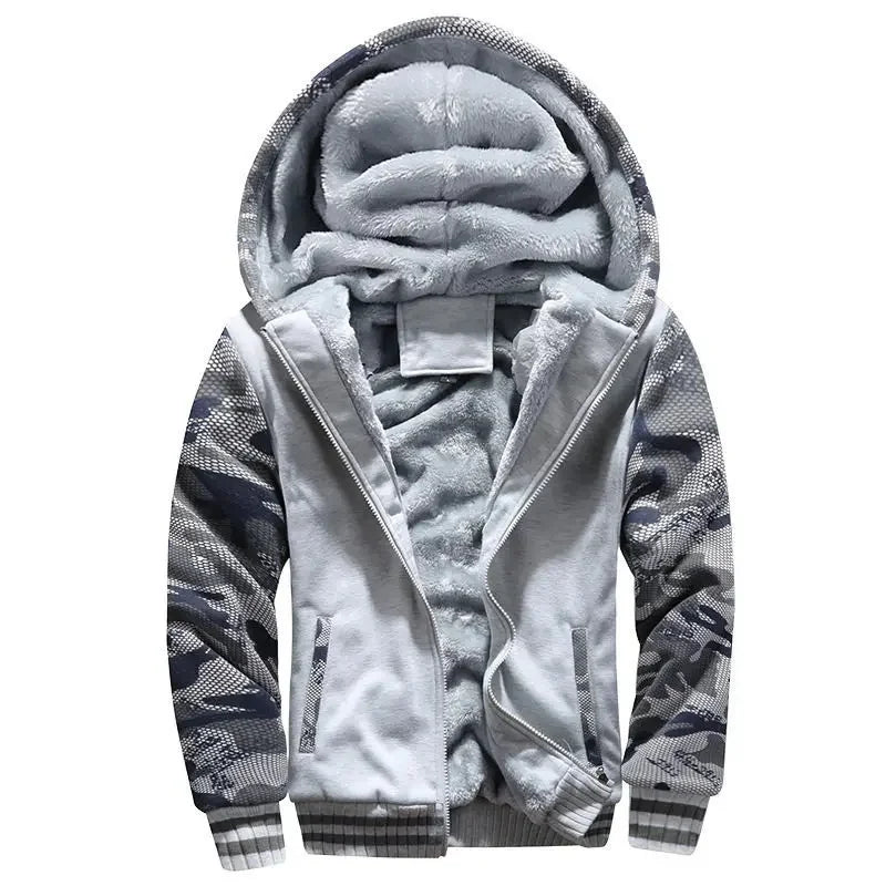 Herren Fleece Steppjacke | Mit Kapuze