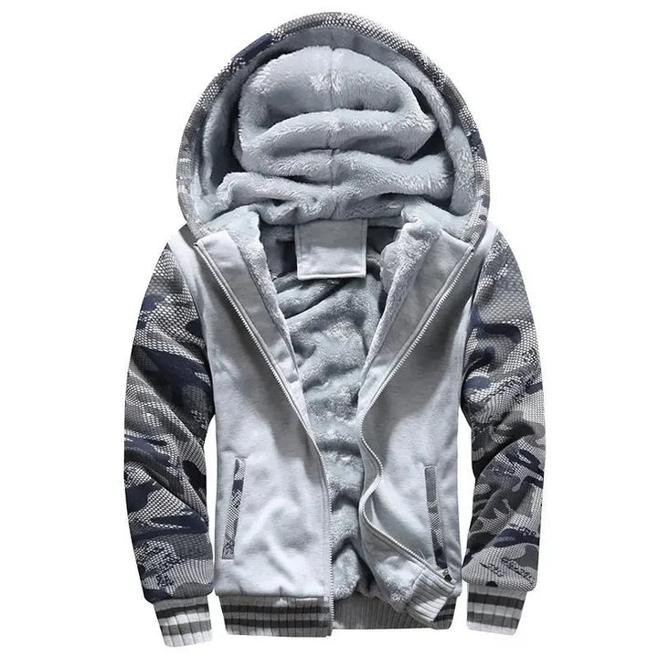 Herren Fleece Steppjacke | Mit Kapuze