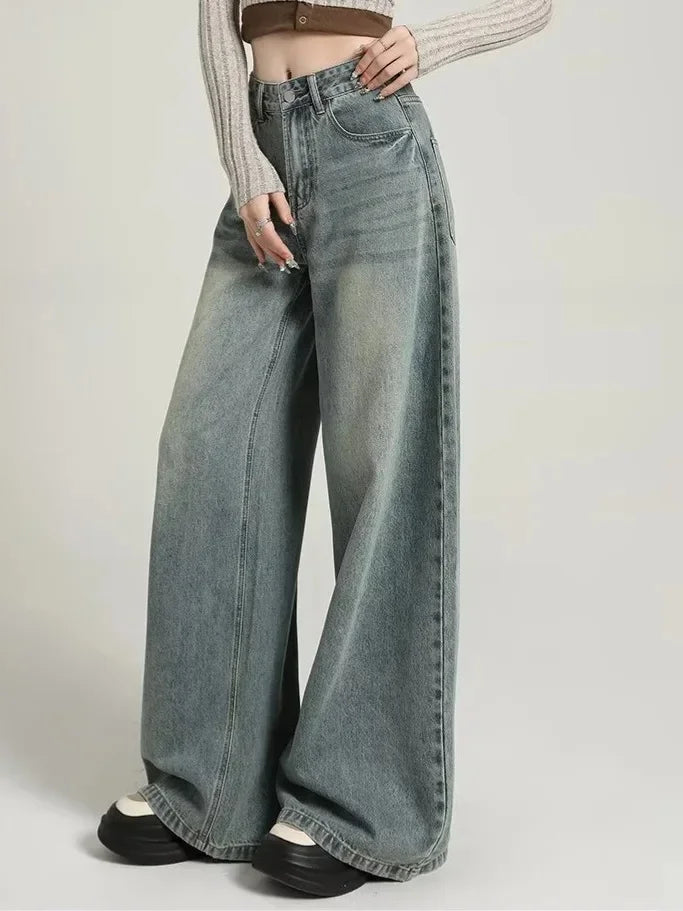 Damen Stilvoll Baggy Jeans | Hohe Taille