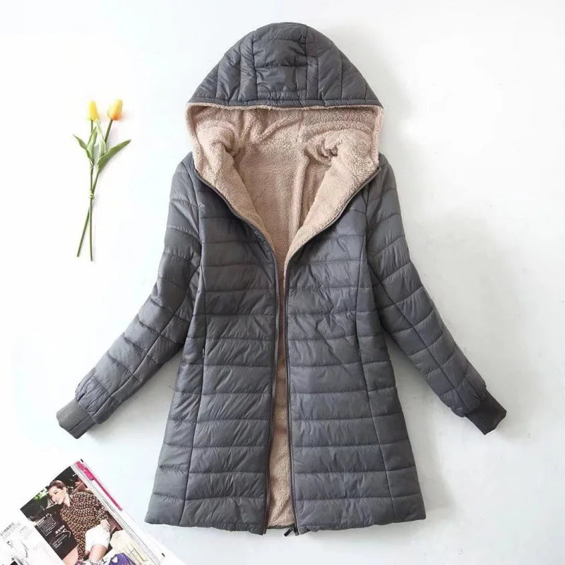 Damen Winter Fleece Jacke | Mit Kapuze