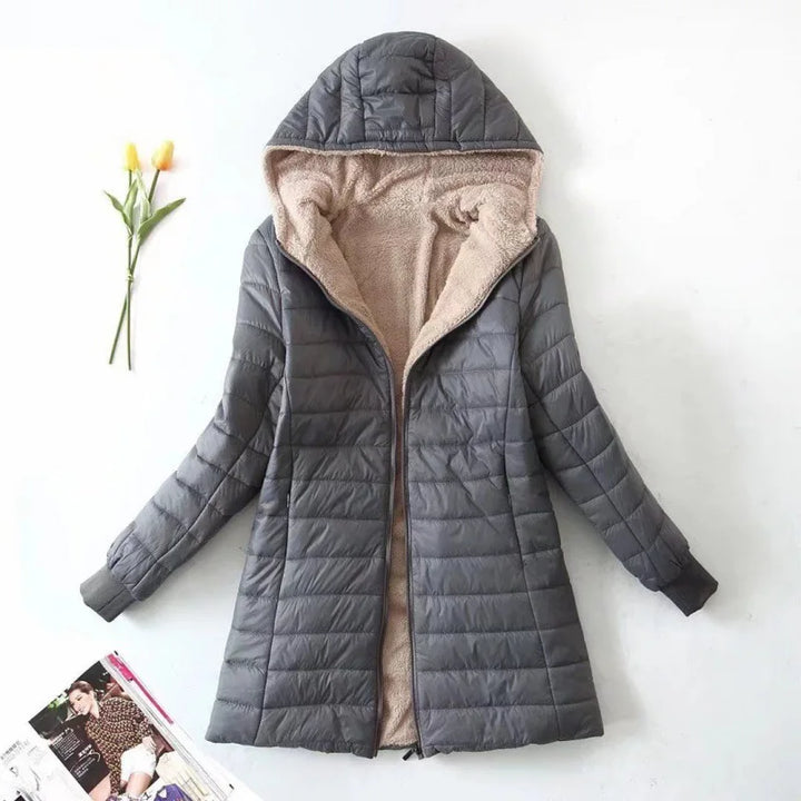 Damen Winter Fleece Jacke | Mit Kapuze