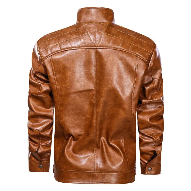 Herren Premium Bikerjacke | Schwarz und Braun