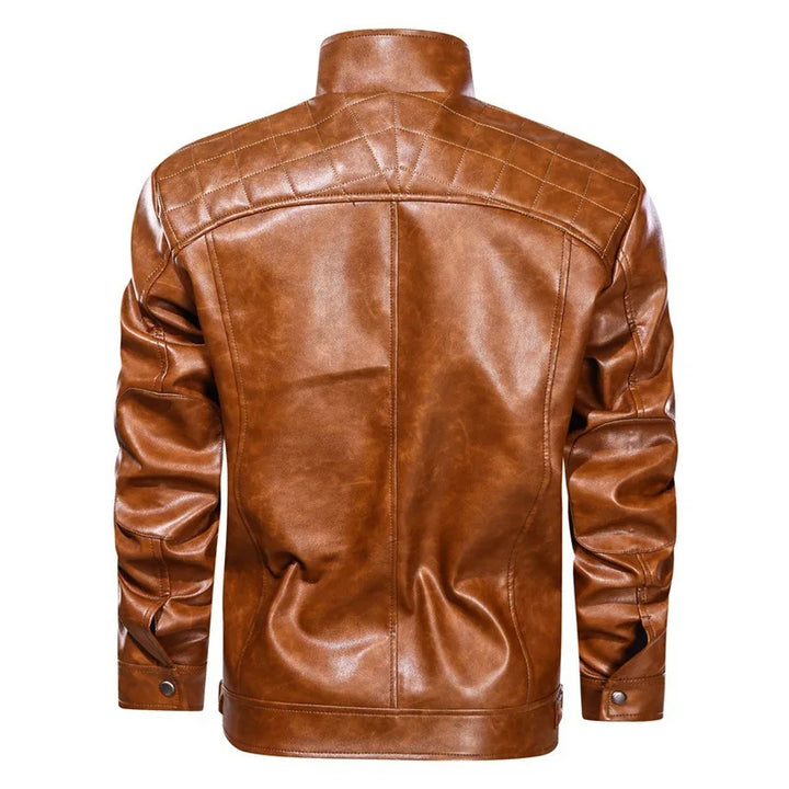 Herren Premium Bikerjacke | Schwarz und Braun