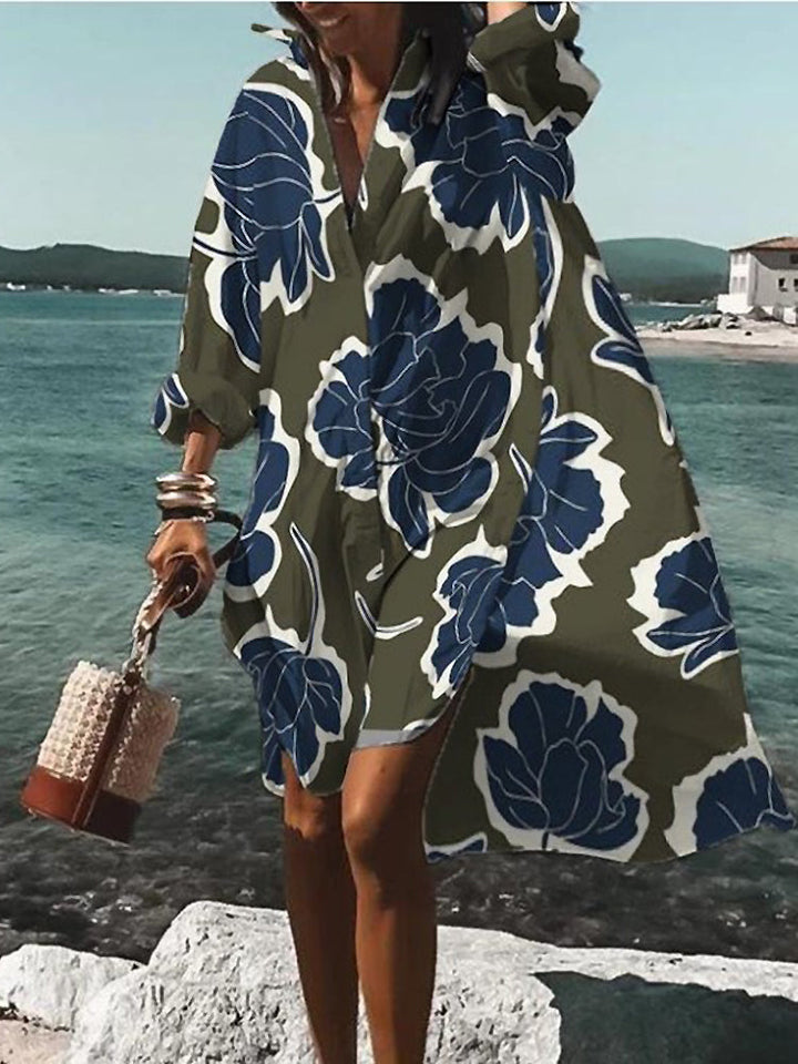 Übergroßes Hemdblusenkleid Mit Muster Für Damen | Mini