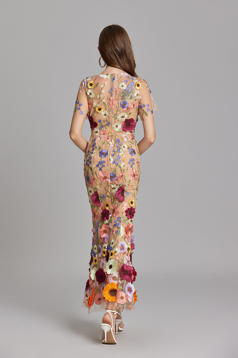 Elegantes Ärmelloses Besticktes Damenkleid | Maxi