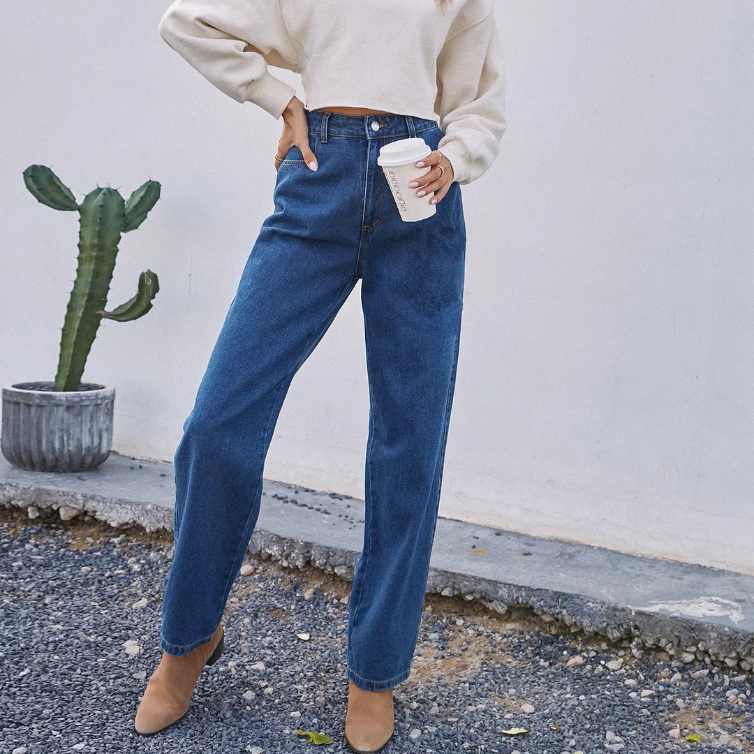 Lässige Mom-Jeans für Damen | Dunkelblau