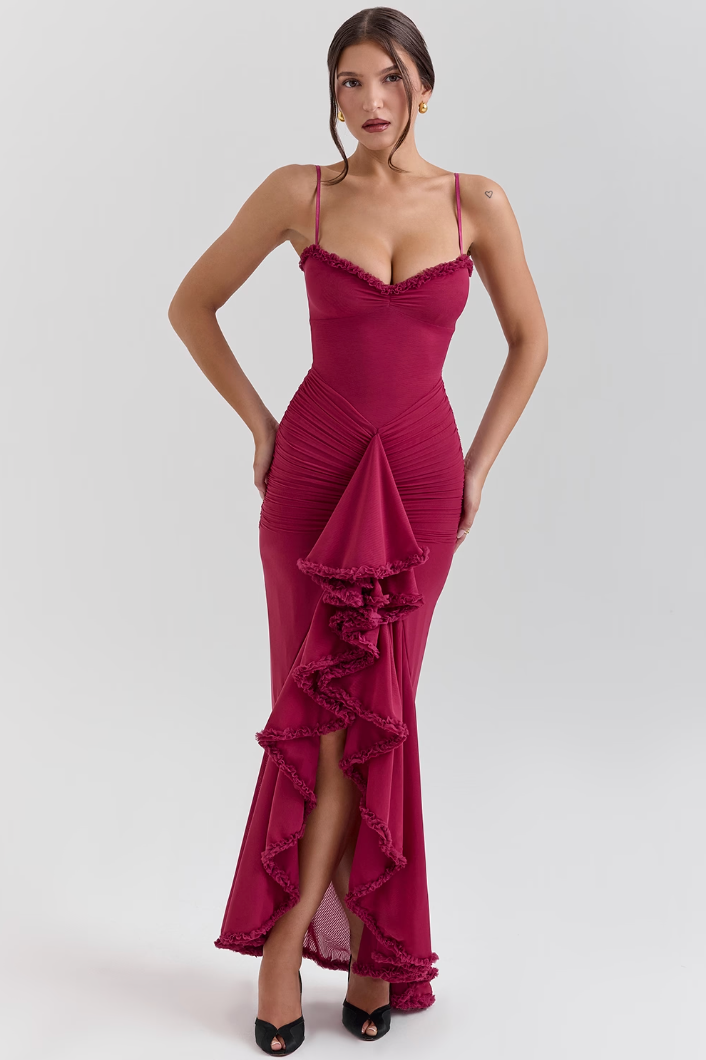 Maxikleid Für Hochzeitsgäste Mit Rüschen Für Damen