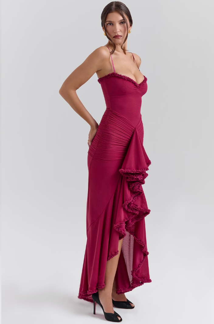 Maxikleid Für Hochzeitsgäste Mit Rüschen Für Damen