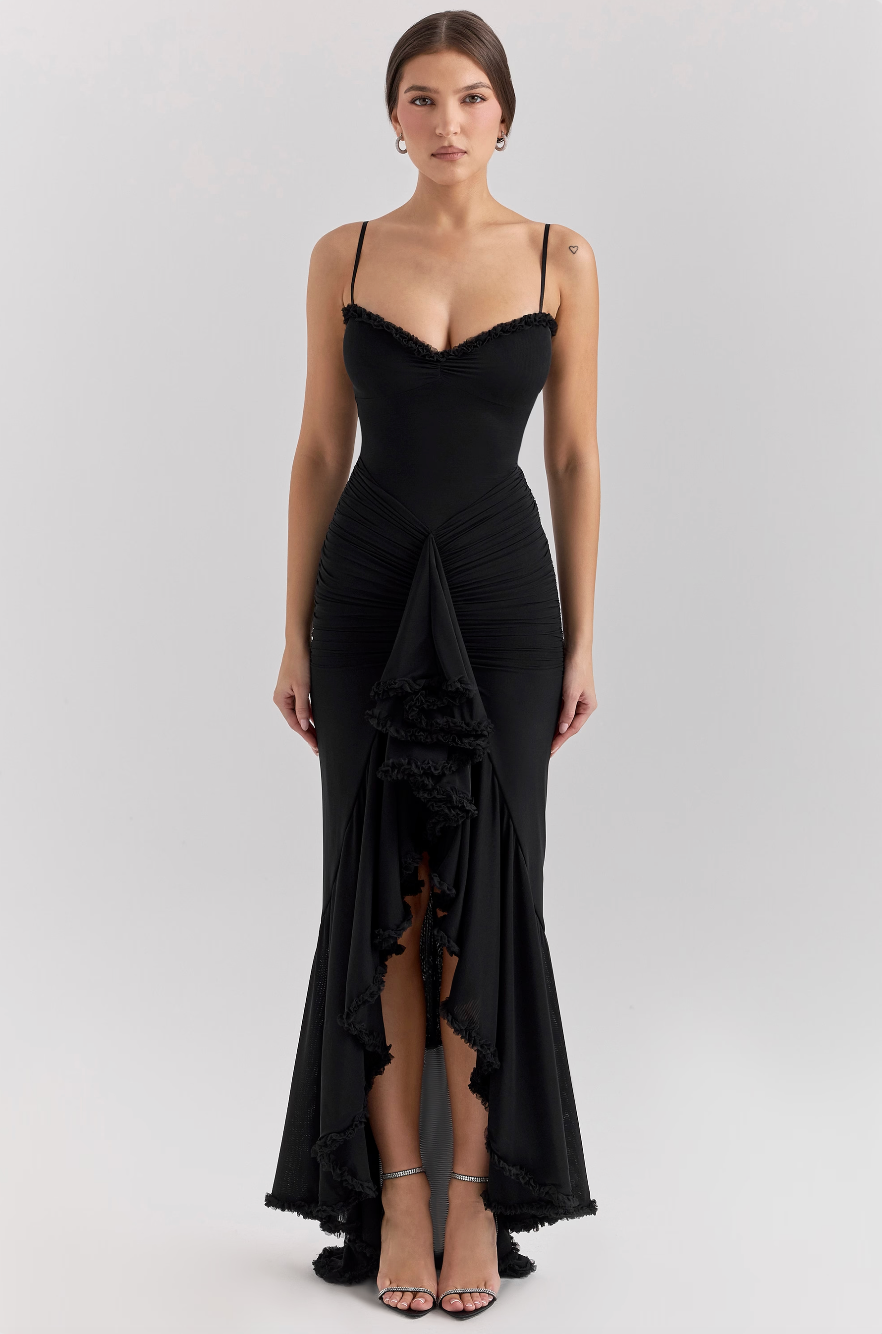 Maxikleid Für Hochzeitsgäste Mit Rüschen Für Damen