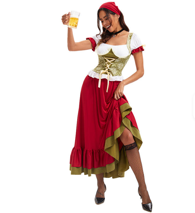 Damen Langes Traditionell Dirndl Kleid | Oktoberfest