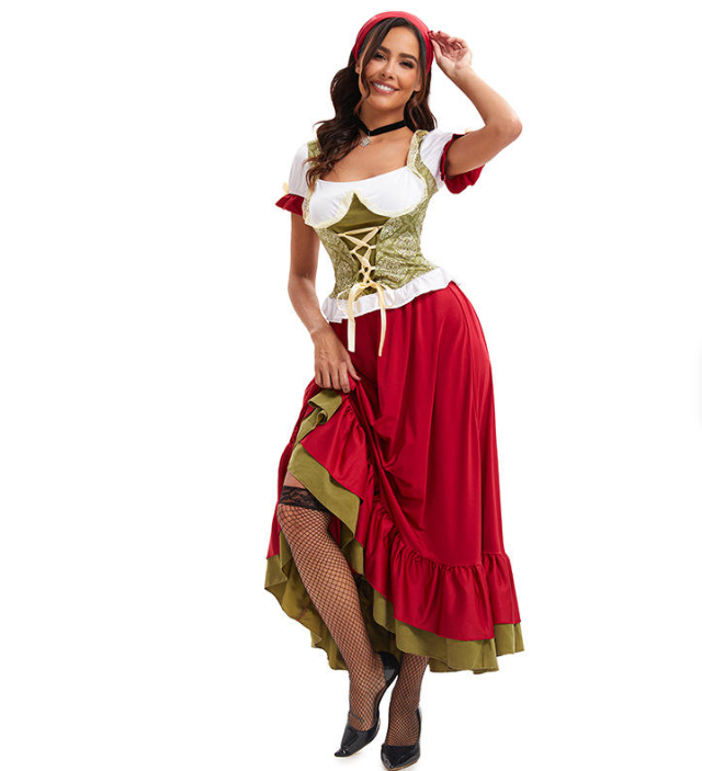 Damen Langes Traditionell Dirndl Kleid | Oktoberfest
