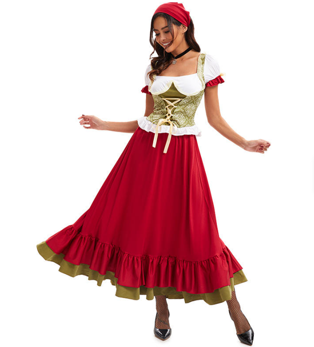 Damen Langes Traditionell Dirndl Kleid | Oktoberfest