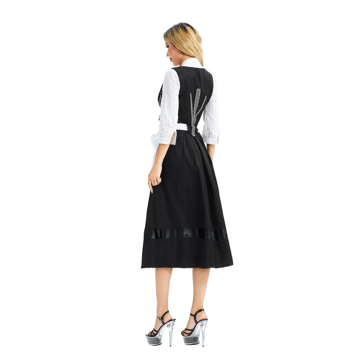 Damen Traditionell Dirndl Kleid | Weiß und Schwarz