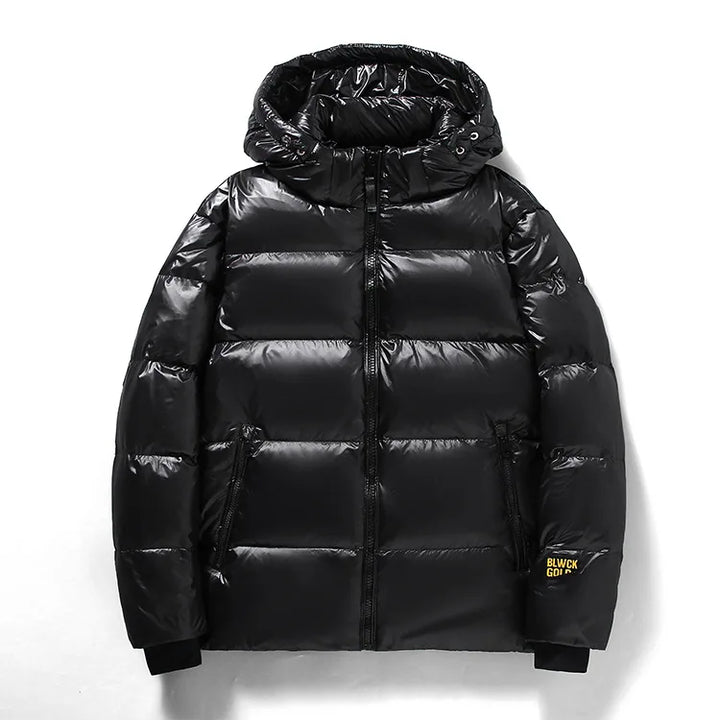 Herren Winter-Daunen Jacke mit Kapuze | Schwarz