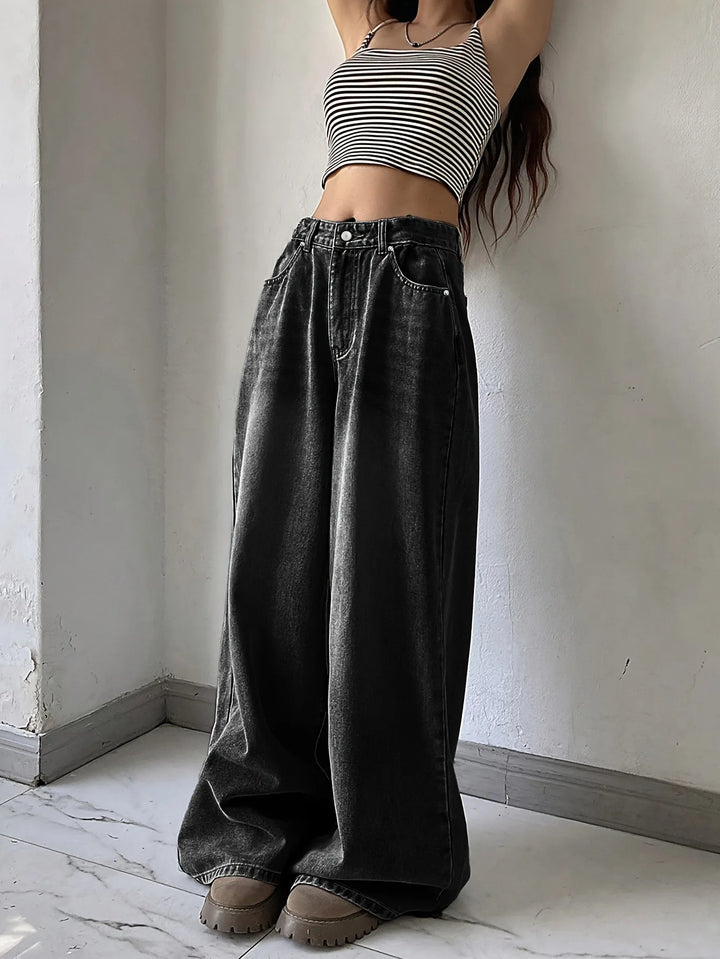 Damen Modische Baggy Jeans | Weites Bein