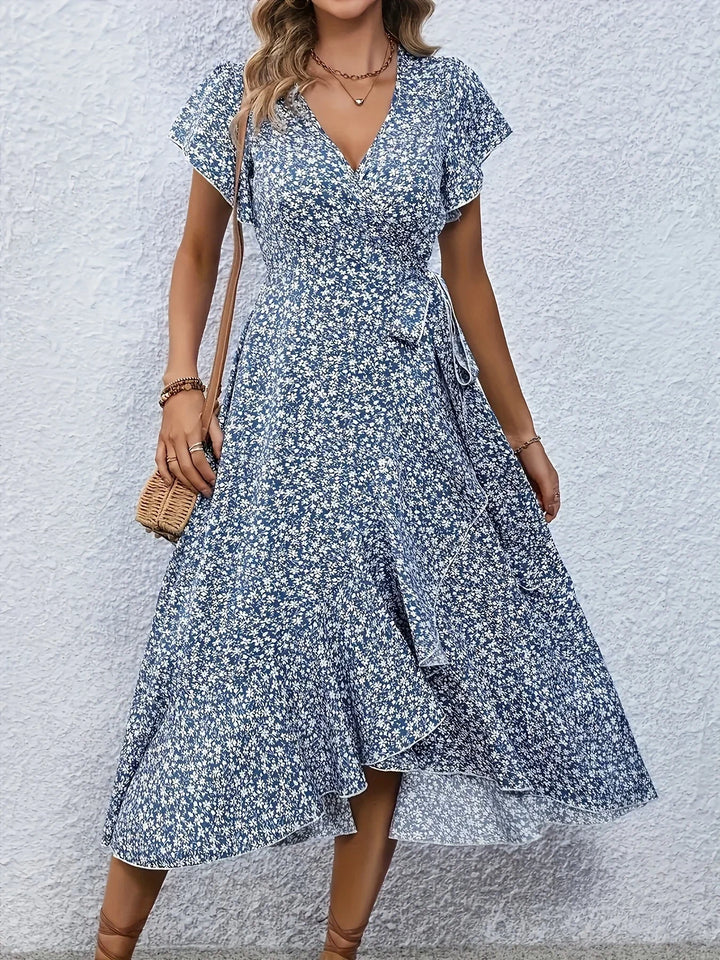Damen Elegante Blumenmuster Kleid | Midi