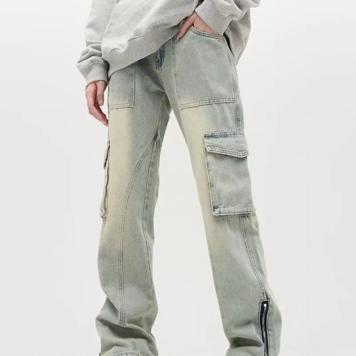 Herren Baggy Jeans | mit Seitlichen Reißverschlüssen und Taschen