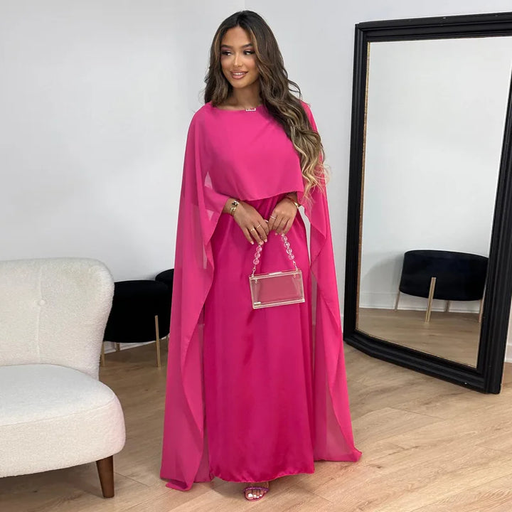 Elegantes Damenkleid Mit Cape Ärmeln | Maxi