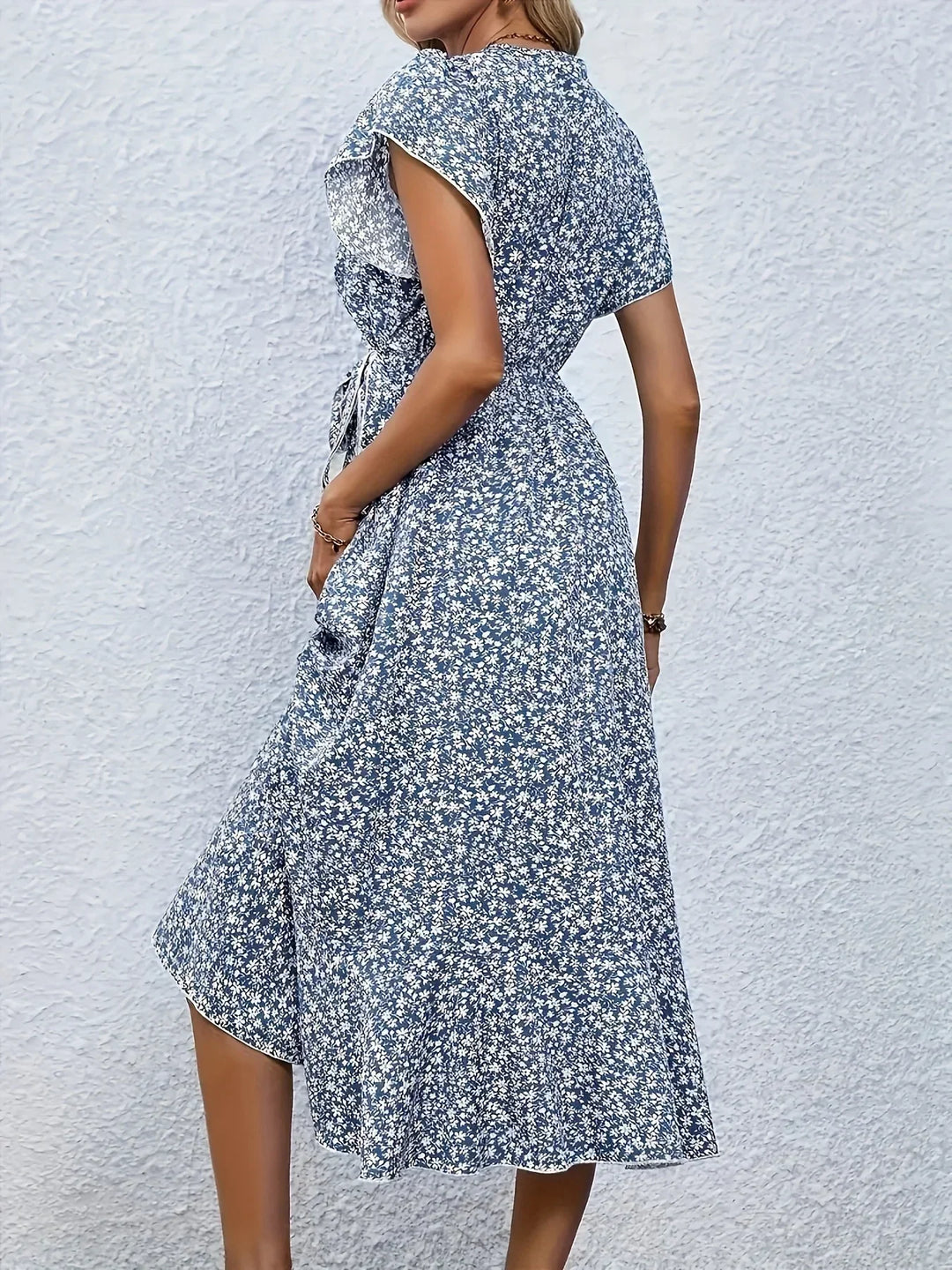 Damen Elegante Blumenmuster Kleid | Midi
